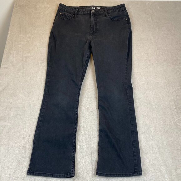Lee Women's Jeans Size 14P Regular Fit Bootcut Mid-Rise Black Denim Casual Y2K - Picture 12 of 13
